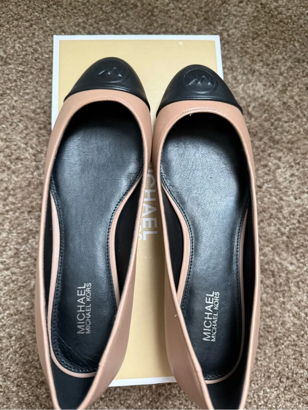 Michael Kors Two-Tone Ballet Flats in Toffee and Black